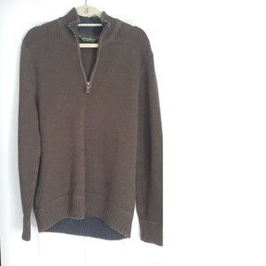 Eddie Bauer Men's Medium Cotton Brown Sweater with Half Zip
